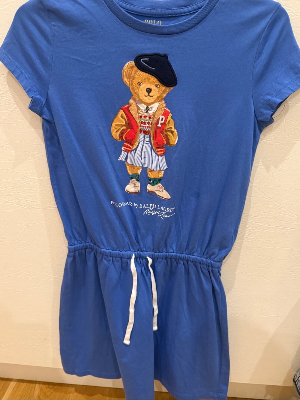 Polo by Ralph Lauren Royal Blue Polo Bear Drawstring Kids Dress